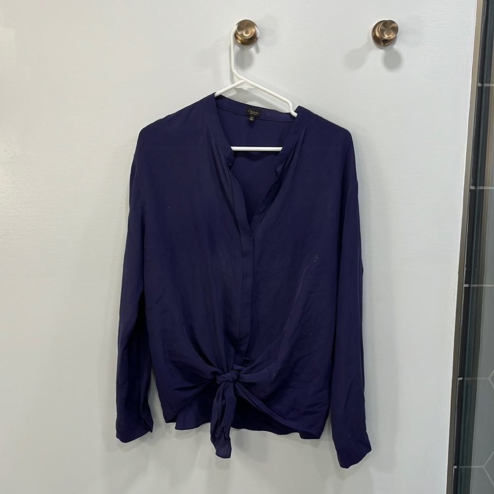 Oversized tie silk blouse